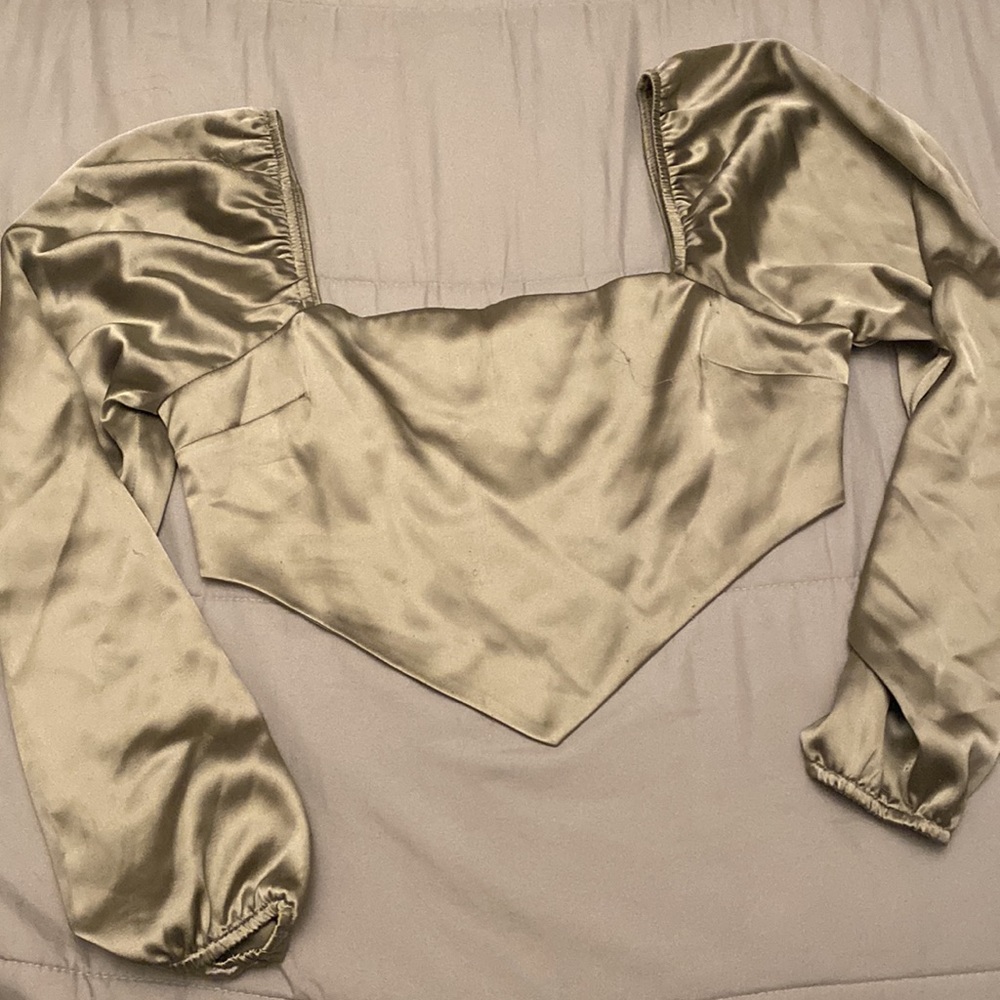 Light green silk crop top